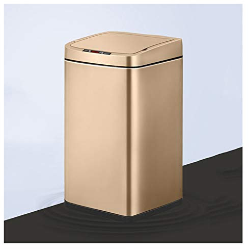 Garbage Can Simple Induction Trash Can Household Trash Bin with Lid Smart Living Room Kitchen Large Capacity Trash Can (silver/gold) Trash Bin (Size : 10L, Color : B)