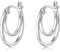 Damen Ring Ohrringe Sterling Silber Doppelschicht Kreis Endlose Kreole Ohrringe Hypoallergen Schmuck für Damen und Mädchen
