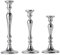 3er Set Kerzenständer Kerzenhalter Aluminium Silber Deko - Kerzenleuchter Modern für Stabkerzen - Tischdeko Hochzeit - Dekoration Wohnzimmer - H 23, 28 und 33 cm