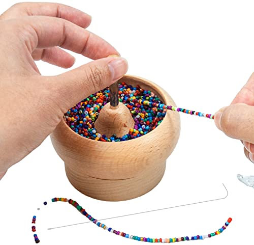 Wooden Bead Spinner - Clay Perlen Beads Spinner - Holzperlen Spinner Schüssel - Bead Spinner Set | Werkzeug Für Die Herstellung Von -Schmuck | 2 In 1 Perlensets Mit Garnspulenwickler