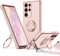 XYZ Cover per Samsung Galaxy S23 Ultra, con Supporto ad Anello Doppio Cuore, con Cordino per Ragazze e Donne, Cover Protettiva di Lusso Simpatica e Scintillante per Samsung S23 Ultra, Rosa
