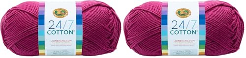 Lion Brand Yarn Company Cotton Yarn, 100 Percent Cotton, Rose,15.24x6.35x6.35 cm (Pack of 2)