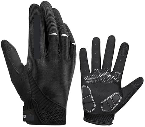 Winterhandschuhe Fahrradhandschuhe Outdoor Sport Handschuhe Herren Fitness Handschuhe Lange Finger Winter Winddicht Radfahren Fahrrad Handschuh Rennrad Fahrrad Handschuh (Color : Black, Size : L)