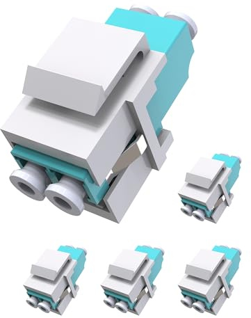 VANDESAIL 5 Pack Fiber Optic Keystone Jack, LC Duplex Multimode OM3/OM4 | LC-LC Couplers for Keystone Wall Plates and Fiber Patch Panels, Duplex Multimode Design for OM3/OM4 Connections