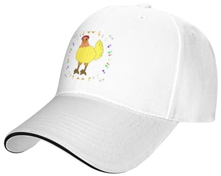 BROLEO Baseballkappe mit singendem Hennen-Muster, lässig, schwarz, bequem, leicht, weiß, Einheitsgröße