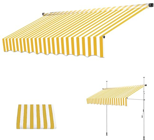 paiye Ersatz für Einziehbare Klemmmarkise, Sonnenschutzdach für Einziehbare Markisen, UPF50 UV Schutz (Color : White Yellow, Size : 350cm)