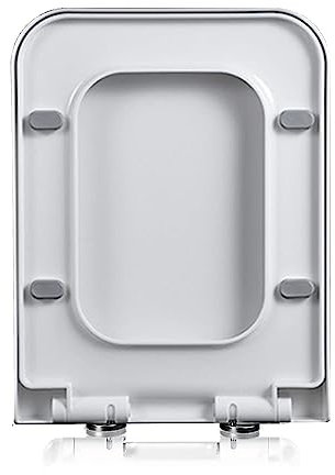 Brigtviee 18.5 Rectangle Toilet Seat, Soft Close Toilet Seat White Quick Release, Bathrooms Square Toilet Seat White Rectangular Toilet Seat Simple Top Fixing 360°Adjustable Hinges