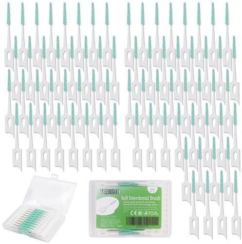 YEERSUO 300 Stück, Weiche Interdentalbürsten, Zahnstocher-Bürste zwischen den Zähnen, Zahnseidebürste, interdentalbürste, Zahnbürstenreinigungswerkzeug, grüne Farben