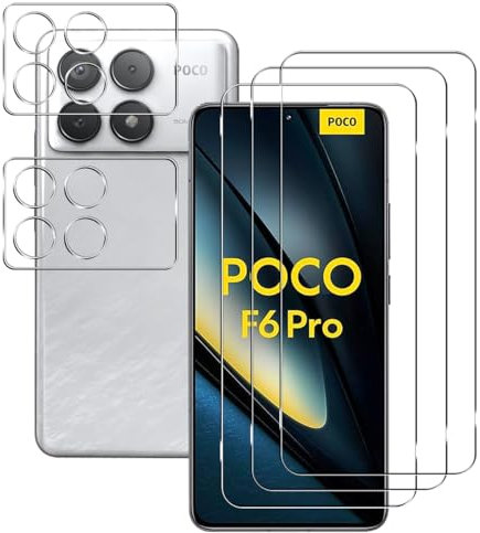 Rnnmeeko [3+2 Piezas Protector de Pantalla para Xiaomi Poco F6 Pro Cristal Templado, Vidrio Templado Y Protector de Lente de Cámara, Screen Protector para Xiaomi Poco F6 Pro