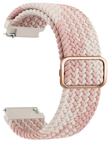 ZGCE 20mm Uhrenarmband Gewebtes Nylon Uhrenarmbänder, Mit Verstellbarer Metallschnalle, Schnellverschluss Sport Ersatzarmband 20mm Armband für Damen und Herren, Rosa Sternenlicht