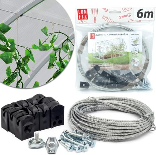 Gewächshaus Seil-System für Tomatenhaken/Pflanzschnüre bis + 65% bessere Flächennutzung 6m