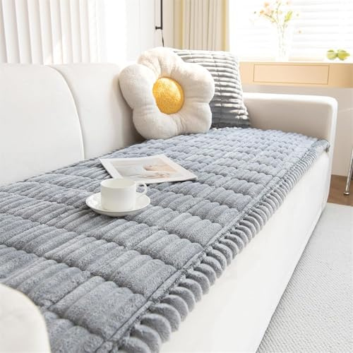 LINGKY Thick Sofa Covers Washable - Soft Corduroy Sofa Cover 2 3 4 Seater, Non-Slip Sofa Slipcovers, Sofa Cushion Covers Pet Couch Covers Furniture Protector for Living Room (Light Grey, 70x70cm)