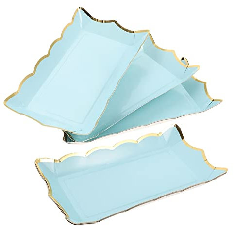 SHOWERORO 4stücke Teiliges Party-serviertablett Stabilem Lebensmittelechtem Papier Rechteckige Einwegplatten Für Kuchen Obst Dessert Stapelbar Auslaufsicher Für Catering Und Feiern