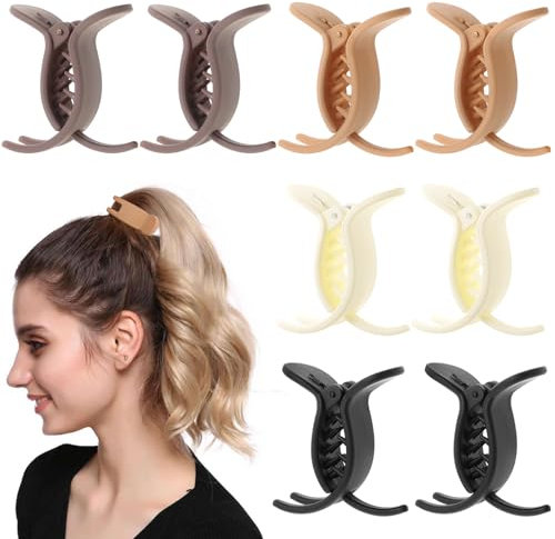 Lot de 8 petites pinces à cheveux en forme de queue de cheval - Pour femme - En plastique - Pour queue de cheval - Aide à fixer les coiffures - Pour femmes et filles