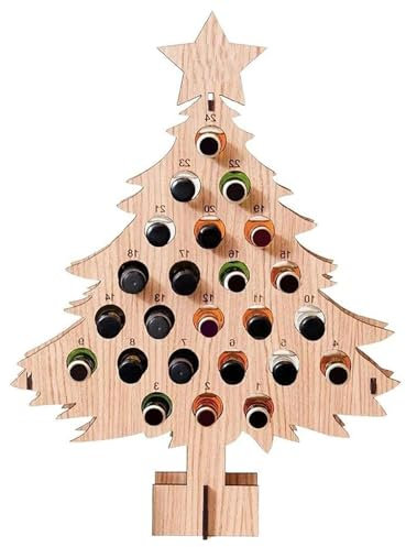 Weihnachts-Countdown-Weinregal, Wein-Adventskalender, Hölzerner Weihnachts-Adventskalender, Weinflaschenregal, Weihnachtsbaum-Countdown-Dekorationen für Erwachsene (C)