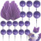 Xsstarmi 30 Pack Purple Paper Palm Fan Cake Topper Purple Balls Cake Pick Wedding Bridal Shower DIY Cake Decorations for Baby Shower Wedding Birthday Anniversary Party Supplies