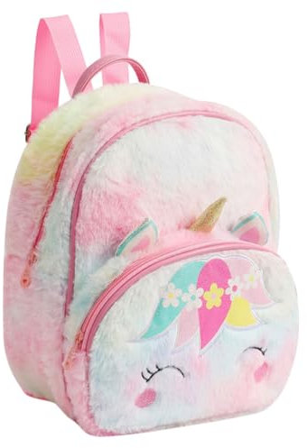 WATIIFUFU Süßer Einhorn Rucksack für Kleine Mädchen, Rosa Plüsch, Tragbar