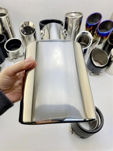 Endrohr Abgasrohr Auto-Auspuffblende, Universeller Edelstahl, Rechteckiges Rohr, Chrom-Endschalldämpfer, Autozubehör, Dekoratives Rohr, Flexibel Auspuff Schwanzrohr