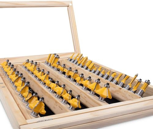 50 Pieces Router Bit Set, Tungsten Carbide Router Bit Set 1/2 Inch Shank with Storage Case for Woodworking