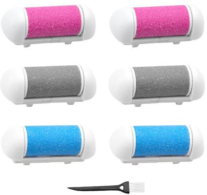 Ersatzrollenköpfe kompatibel mit Scholl/Essy/ShoRan/Ratukall/Pedi Fußfeile, Pediküre Rollenköpfe mit Reinigungsbürste