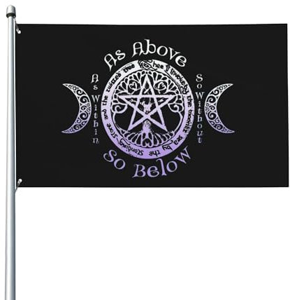 Wicca, Heidnische Hexe Fahne Langlebig Flagge Perfekte Banner Für Feiertage Veranda Yard 90X150Cm