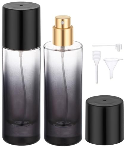 Segbeauty Parfümzerstäuber Glas, 2 Stück 30ml Parfüm Abfüller, Nachfüllbar und Tragbare, Perfume Atomizer für Unterwegs, Handtasche, Ferien, Reisegadget (Schwarz)