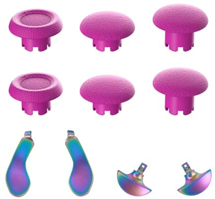 Hzxkqmil Levette di Ricambio per PS5 Edge Controller, Joystick Analogico Personalizzate e Paddle Posteriori in Metallo Pulsanti di Attivazione Accessori per PS5 Edge, Rosa Rossa + Gradiente