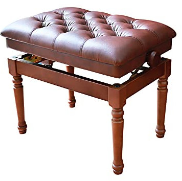 Sgabello moderno in pelle di noce per pianoforte o tastiera, 60 x 40 x 50 x 60 cm, sedile per pianoforte o tastiera