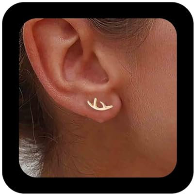 Enautoabs Vergoldete Hirschgeweih Ohrstecker Ohrringe Hirschgeweih Ohrringe Niedlich Geweih Hirsch Tier Ohrclimber Ohrschmuck Für Frauen