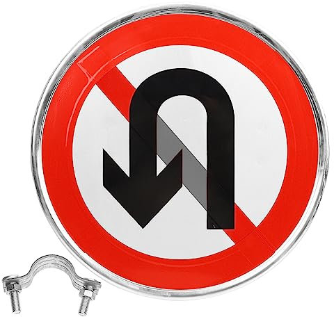 MUCKLILY Panneau d'Interdiction Demi-Tour Réfléchissant en pour Route et aux Intempéries Facile à Installer Indicateur de Sécurité