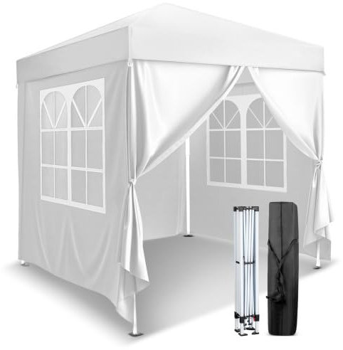 Bonnlo Carpa Plegable de 2x2m, con Altura Ajustable, UPF 50+, Las pergolas de jardín Impermeables y el Gazebo Son adecuados para usos Exteriores, como Camping, Festivales, Playa y Patios (Blanco)