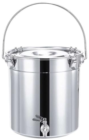 Soup Pot with tap, 201 Stainless Steel Soup Bucket, Sealed Bucket, Transport Bucket, Cooking pots, Tall, Large Capacity Pot, Vegetable Pot for braising for Water, Milk, Tea, Milk Storage Bucket