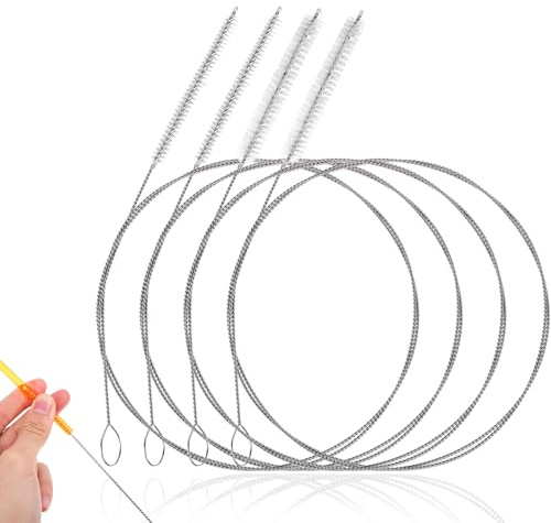 TIESOME 4 Stück 100cm+120cm Schlauchbürste, Edelstahl Rohrreinigungsbürste Extra Lange Flexible Strohhalm Flaschenbürste Rohrbürste Reinigungsbürsten für Strohhalmrohr Kühlschrankablauf