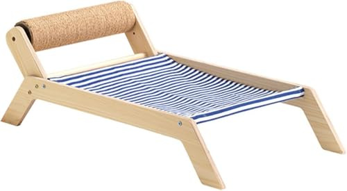 Christmas Cat Scratcher Bed for Holiday Home Decoration 58 X 32 X 19.5 Centimetres Wooden Blue and White