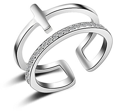 Summens Ringe Damen 925 Silber Dopple Kreuz für Partnerringe Freundschaftsringe Verstellbare Knuckelringe