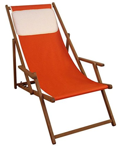 Erst-Holz Strandstuhl terracotta Gartenstuhl Sonnenliege Deckchair Buche dunkel Kissen klappbar 10-309KH
