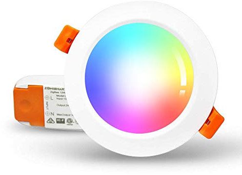 zemismart ZigBee 3.0 Smart RGBW 3,5 Zoll Einbaustrahler Retrofit 12 W 10 cm LED Dimmbar Deckenlampe Mehrfarbig kompatibel mit Amazon Alexa Echo Plus Home Automation