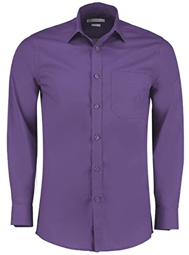 Kustom Kit Men's Men's Poplin Shirt (Long Sleeve) Business Shirt, Purple (Purple Kk-PPL-), 41 (Manufacturer Size: 16)