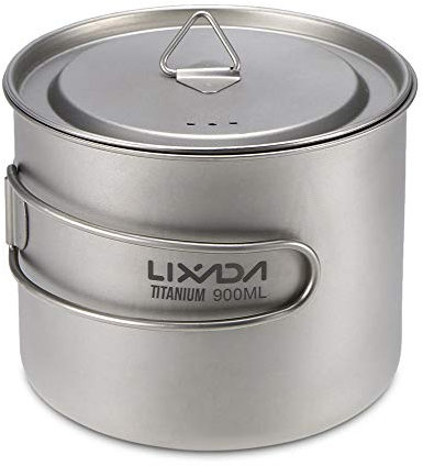 Lixada Titanium Topf Camping Tragbar Titanium Wasser Tragbar Becher Tasse Klappgriff(300 ml,350 ml,420ml,550 ml,650 ml,750ml,900ml,1600ml)