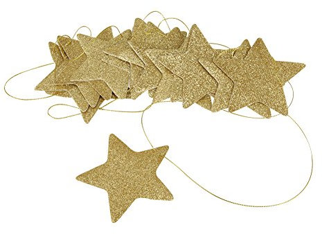 Glitzer Stern Girlande, Stern Papiergirlande zum Aufhängen Partygirlande für Kinderzimmer Babyzimmer Dekoration, Gold Stern Girlande für Hochzeit Geburtstag Party Dekor