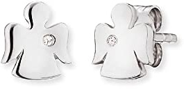 Herzengel Mädchen Kinder Ohrstecker Ohrringe aus Sterling Silber und Engel Motiv - besetzt mit einem Zirkonia Stein - Steckverschluss - nickelfrei