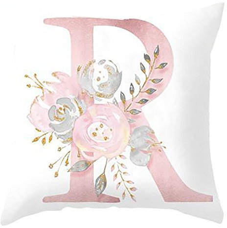 HshDUti Alphabet Kissenbezüge, Samt Zierkissenbezug, ohne Füllung-kissenhülle Dekorative Buchstabe Kissenbezug mit Verstecktem Reißverschluss für Sofa, Couch, Zimmer, DIY Name, 45 x 45 cm R