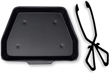 Black Metal Ash Pan - 28cm Wide (11) with Cast Iron Coal and Log Tongs