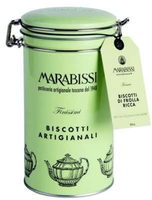 Marabissi® | Biscotti Artigianali Frolla Classica al Burro Lattina di Metallo - 1 x 200 Gr | Biscotti al Burro