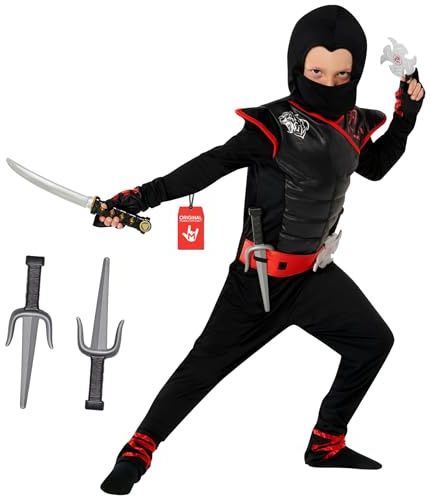 Morph Deguisement Ninja Enfant, Costume Ninja Halloween Garcon, 4-6 Ans