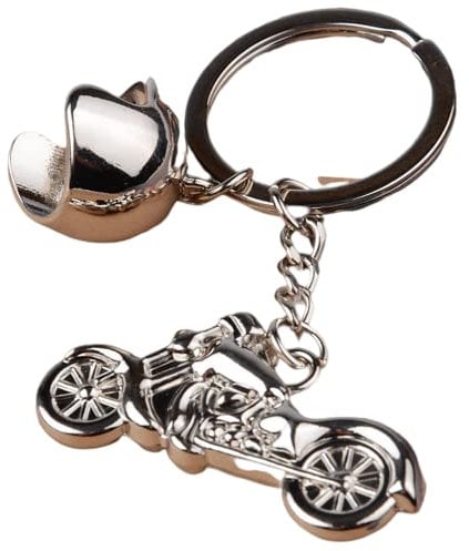 Wasserquelle 3D Metal Motor Bike Keyring Model Motorcycle Helmet Keychain Mini Motorcycle Motorbike Helmet Cool Silver Metal Charm Car Key Ring Keychain Gift (Motorbike)