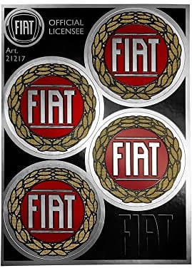 Fiat 21217 Offizielles Aufkleber 4 Logo Rot, Durchmesser 48 mm