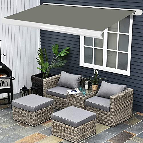 Blümme 3x2.5M Full Cassette Manual Patio Awning Retractable Garden Patio Canopy Shade Sail Grey