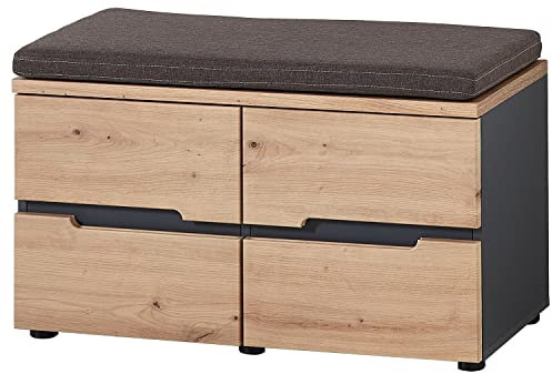 Garderobenbank - Artisan Eiche Dekor - Graphitfarben - B 80 cm - inkl. Kissen