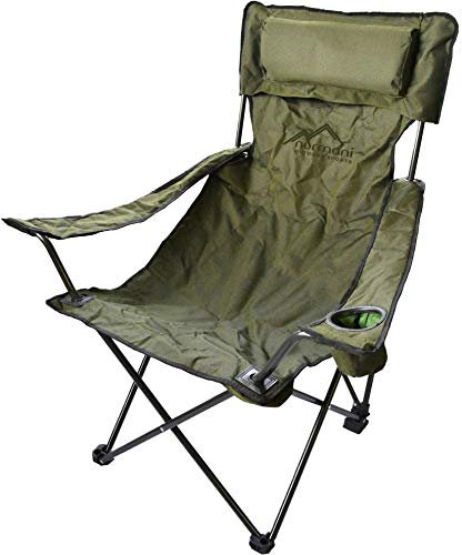 normani Campingstuhl Faltstuhl Klappstuhl Anglerstuhl Getränkehalter Stuhl Gartenstuhl für den Sommer Farbe Deluxe/Olive